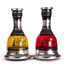 Red yellow color striped glass bottle shisha hookah base